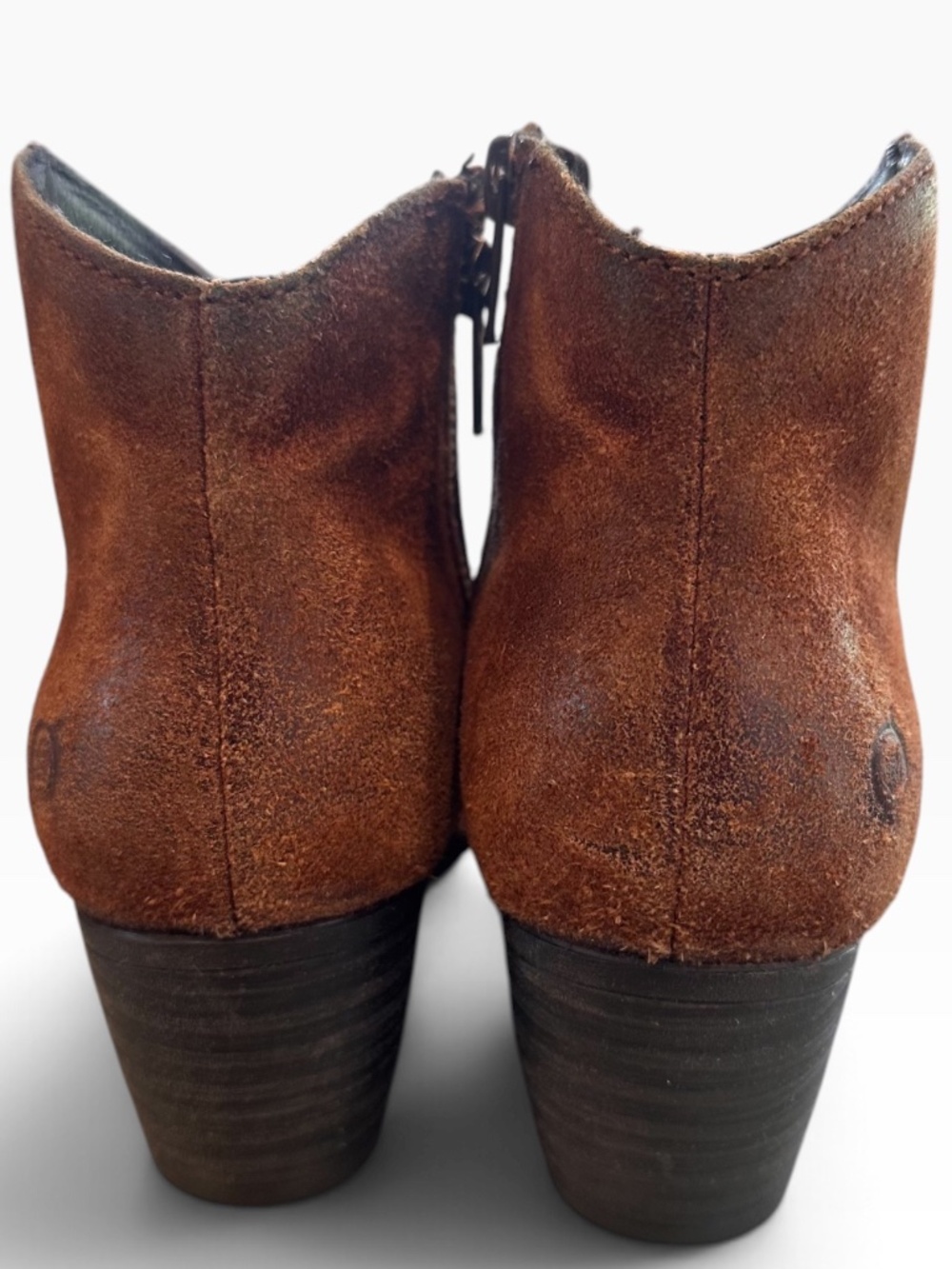 Born Women Brown Suede Leather Western Ankle Booties Side Zip Size 7.5 M 👢 - Picture 4 of 6